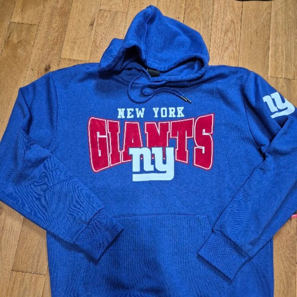 NFL New York Giants Ultra Game Hoodie Drawstring Blue Med Front Pocket‎ New